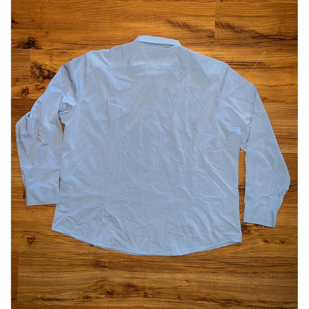 COOFANDY Mens 3XL Light Blue Guayabera Style Long Sleeve Lace Panel Button Shirt - Picture 6 of 10